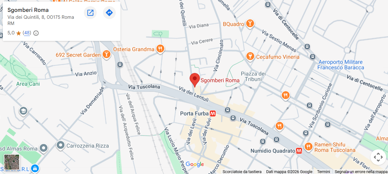 Mappa zone di intervento ditta sgomberi appartamenti e trasporti a Roma